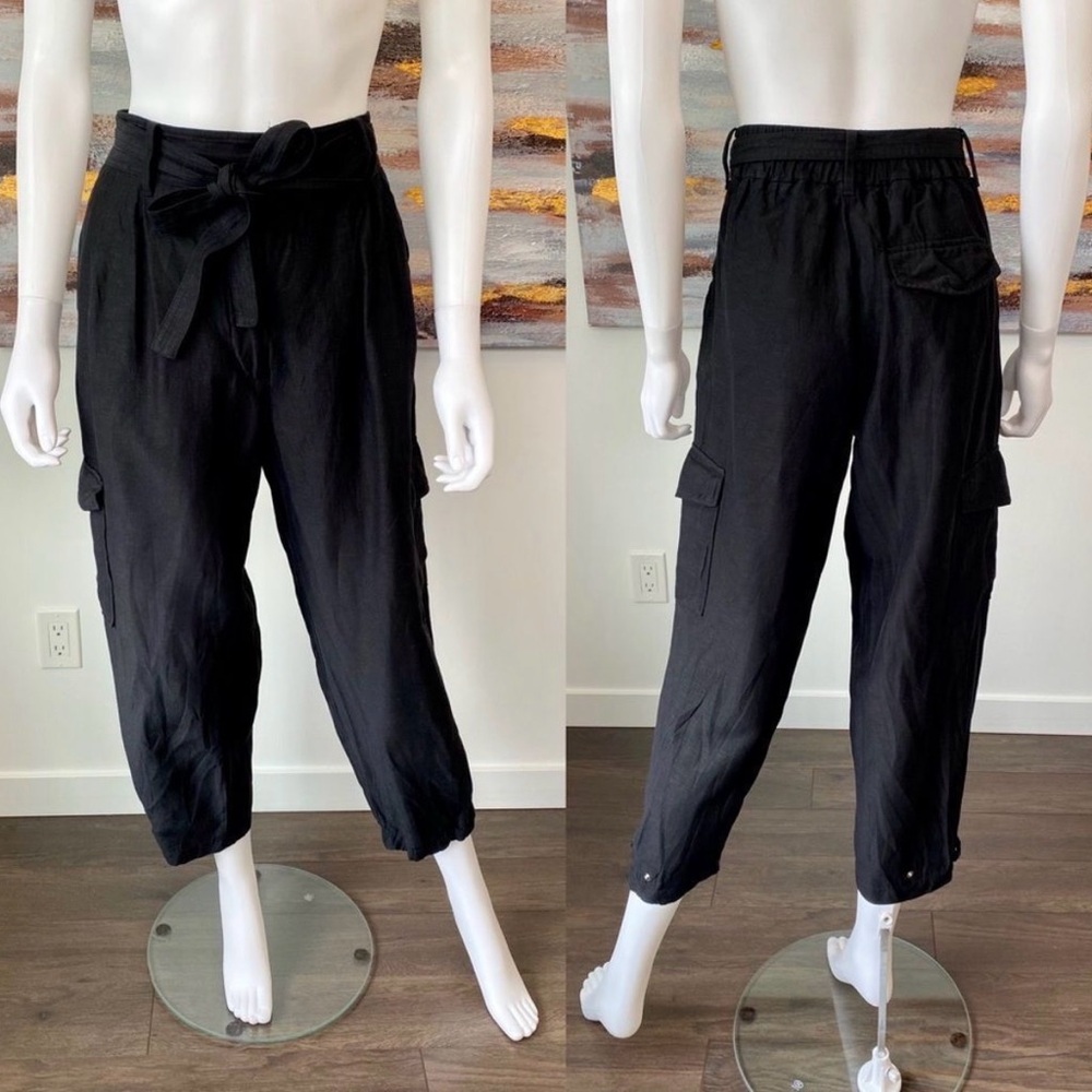 Aritzia Wilfred Black Kafka Tie-Waist Cargo Crop Pants